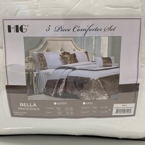 H I G beautiful never used white king 5 piece set